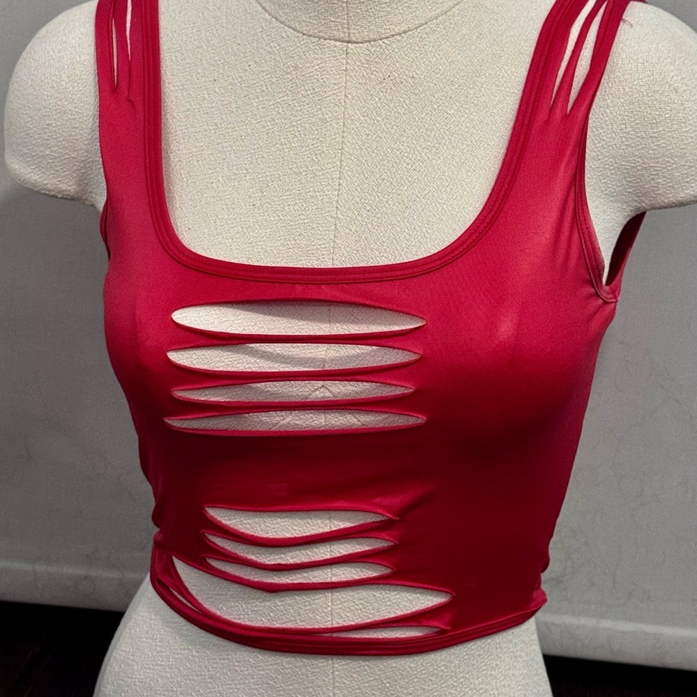 Red Cut-Out Women's Top